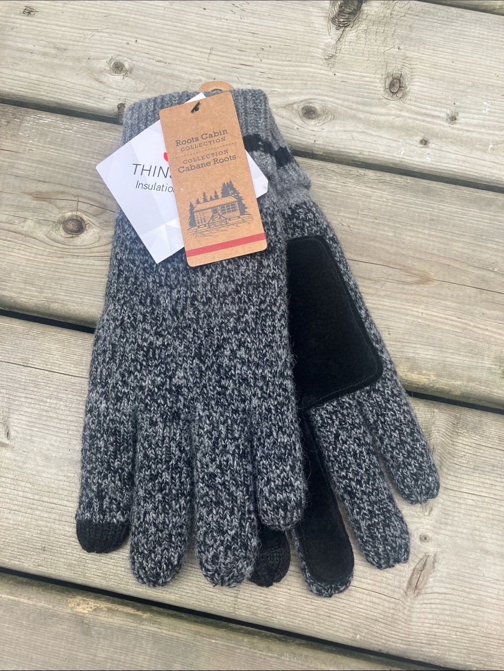 Roots Cabin Gray Men’s Knit Touchscreen Gloves
